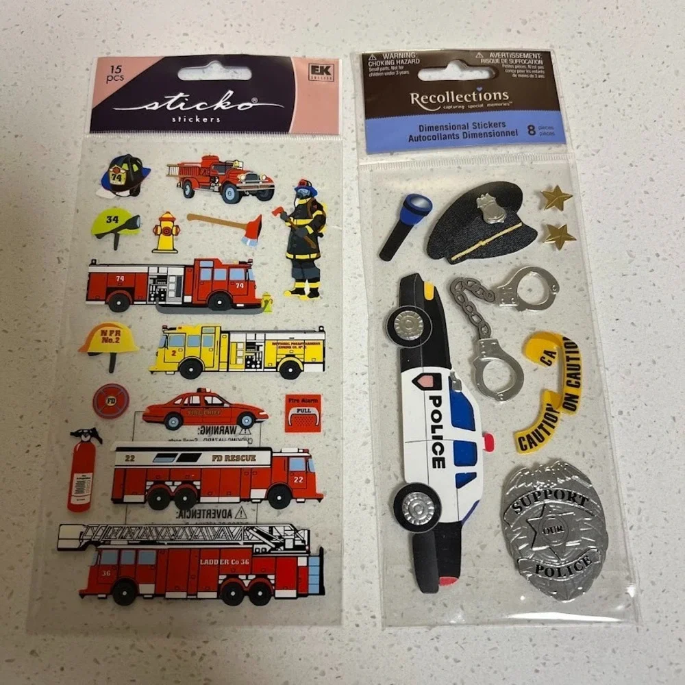 Sticko Recollections Police &‎ Firefighter Theme Scrapbook Sticker Sheets